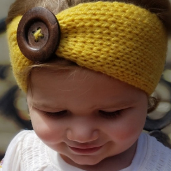 Soft Knitted Baby Headbands - Yellow - Picture 2 of 2